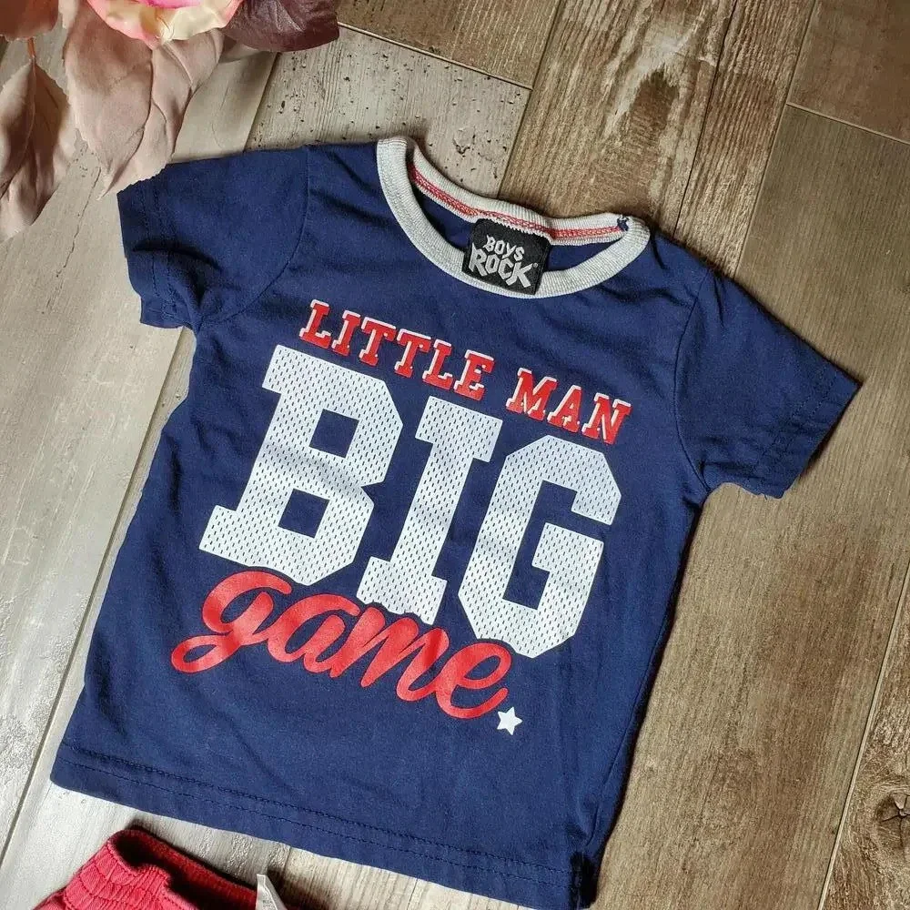 Boys Rock Size 12m Matching Baby Boy Outfit Red Blue Cotton 2 Piece EUC